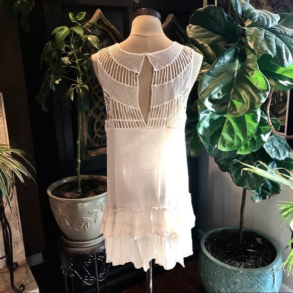 Anaise boho ivory ruffled crochet tank tunic top - Picture 7 of 8